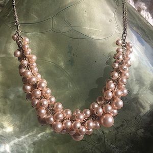 Faux pink pearl necklace